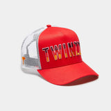 TWINZZ RED/WHITE TRUCKER HAT