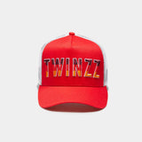 TWINZZ RED/WHITE TRUCKER HAT